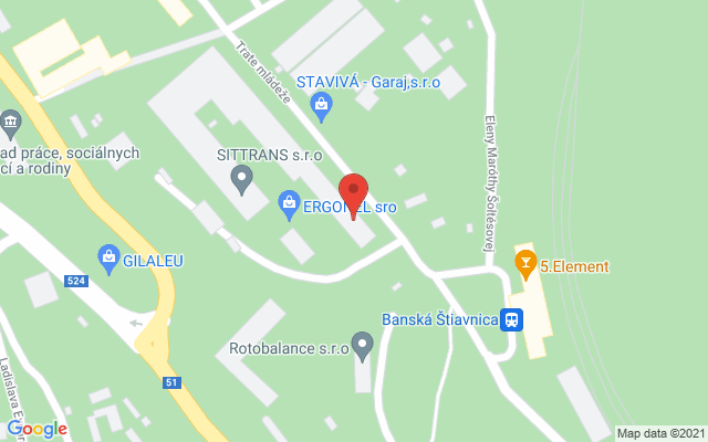 Google map: SITTRANS s.r.o. Trate Mládeže 1 969 01 Banská Štiavnica