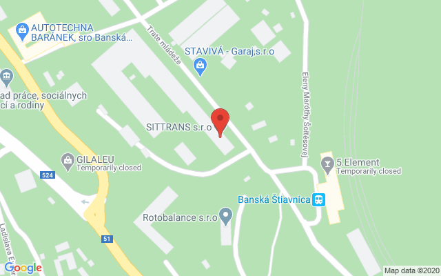 Google map: SITTRANS s.r.o.  Trate Mládeže 1  969 01 Banská Štiavnica